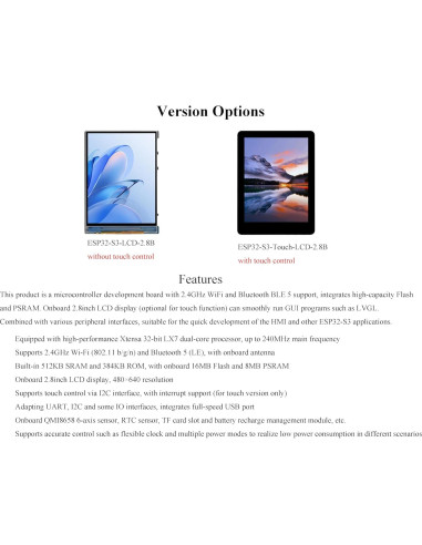 Placa de Desarrollo UeeKKoo ESP32-S3 con Pantalla LCD 7.1 cm