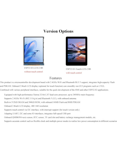 Placa de Desarrollo UeeKKoo ESP32-S3 con Pantalla LCD 7.1 cm