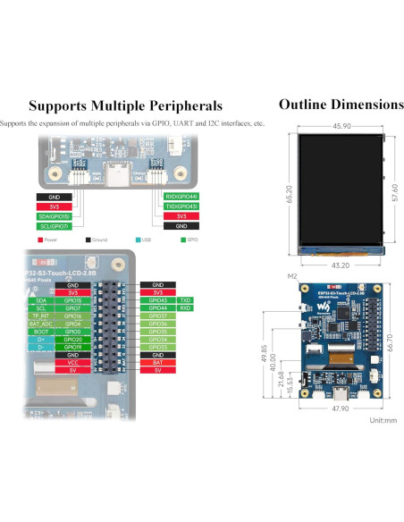 Placa de Desarrollo UeeKKoo ESP32-S3 con Pantalla LCD 7.1 cm