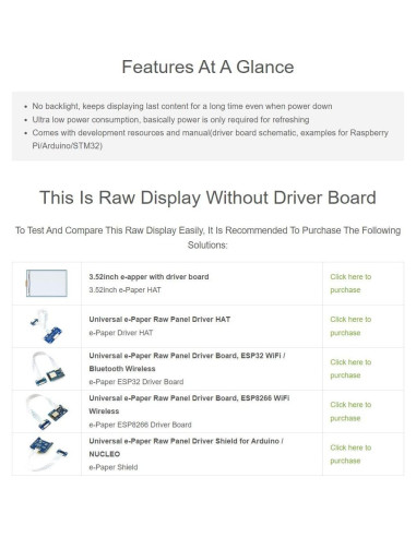 Pantalla E-Paper 3.52" Waveshare 360x240 SPI Blanco/Negro