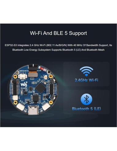 Placa de Desarrollo Waveshare ESP32-S3 AMOLED 1.43" 466x466