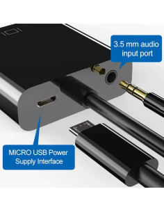 Adaptador HDMI a VGA Cuxnoo 1080P con Audio 3.5mm USB 2