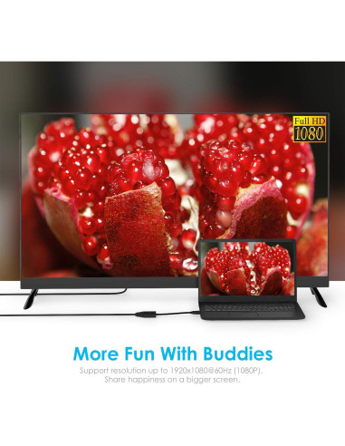 Adaptador HDMI a VGA LENTION 1080P Plug and Play Negro