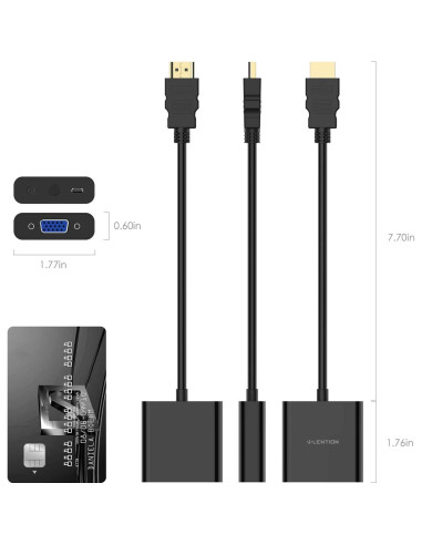 Adaptador HDMI a VGA LENTION 1080P Plug and Play Negro