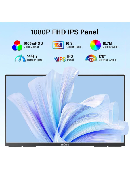 Monitor Portátil InnoView 23.8" FHD 144Hz USB-C HDMI