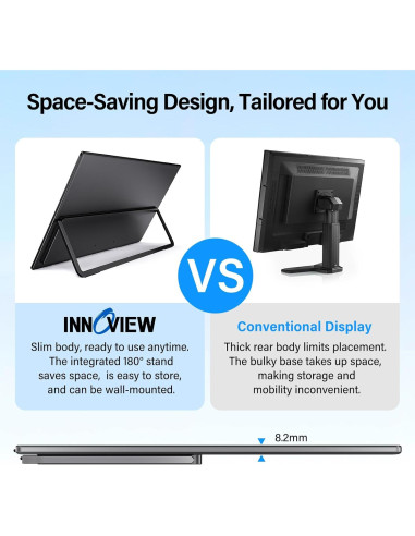 Monitor Portátil InnoView 23.8" FHD 144Hz USB-C HDMI