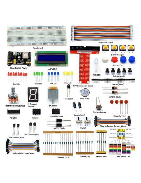 Kit de Inicio Adeept para Raspberry Pi 4/3/2 con LCD1602 y Manual