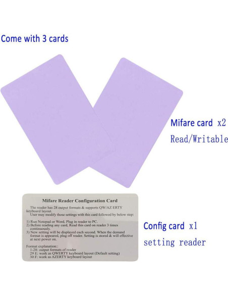 Lector RFID USB 13.56MHz Genérico con 3 tarjetas