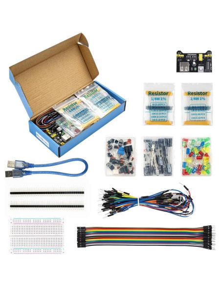 Kit Electrónico Básico REXQualis con 300 Piezas y Protoboard