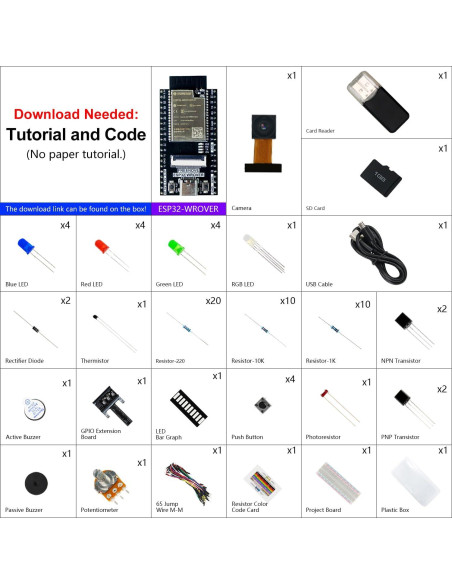 Kit de Inicio Freenove ESP32-WROVER CAM 141 Artículos