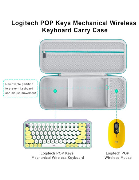Funda rígida Elonbo para teclado Logitech POP Keys Turquesa