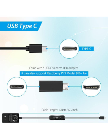 Fuente de Alimentación GeeekPi 20W 5V 4A con Interruptor