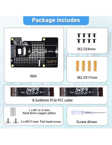 Adaptador GeeekPi N04 M.2 NVMe a PCIe para Raspberry Pi 5