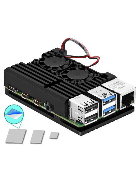 Caja de Aluminio para Raspberry Pi 4 MazerPi con Doble Ventilador