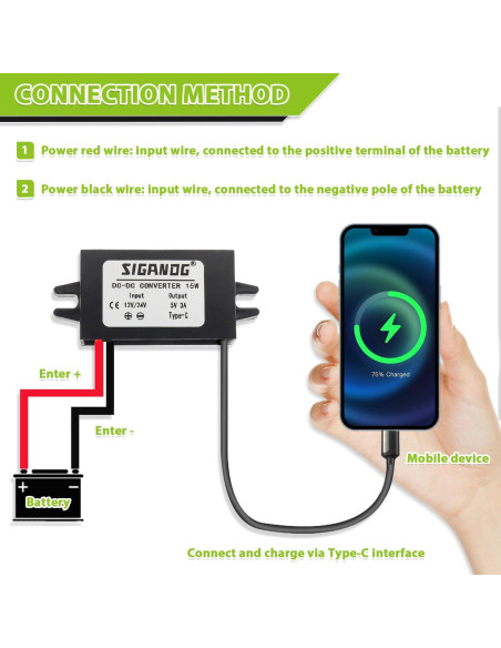Convertidor DC-DC 12V a 5V USB Tipo-C SIGANDG 15W