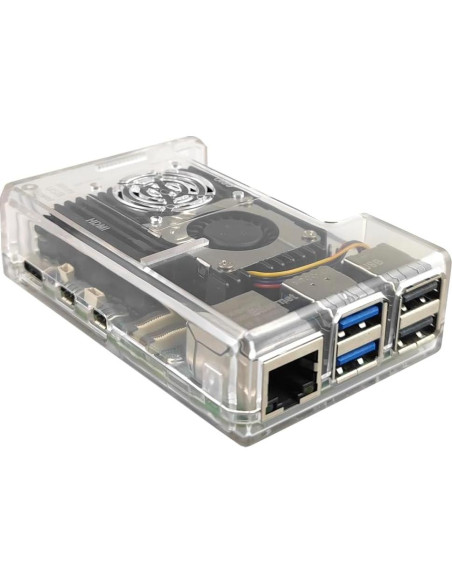 Caja Raspberry Pi 5 WEIYIXING con Disipador Activo 9x6x2.6cm