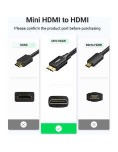 Adaptador Mini HDMI a HDMI UGREEN 4K 60Hz Compatible con Raspberry Pi 2