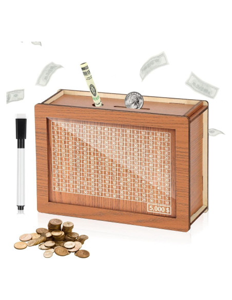 Caja de Ahorros de Madera DreamCatching con Contador $5000