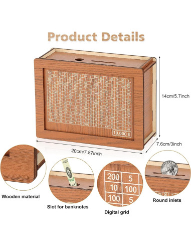 Caja de Ahorros de Madera DreamCatching con Contador $5000