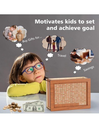 Caja de Ahorros de Madera DreamCatching con Contador $5000