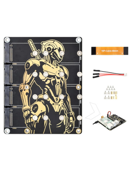 Adaptador PCIe a 4-CH M.2 UeeKKoo para Raspberry Pi 5