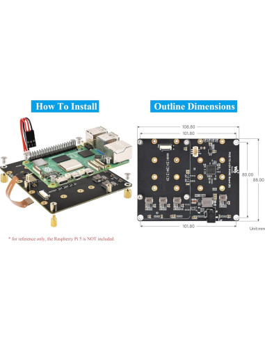 Adaptador PCIe a 4-CH M.2 UeeKKoo para Raspberry Pi 5