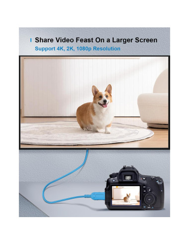 Cable Micro HDMI a HDMI 3m KIMTABO 4K 60Hz 18Gbps Azul