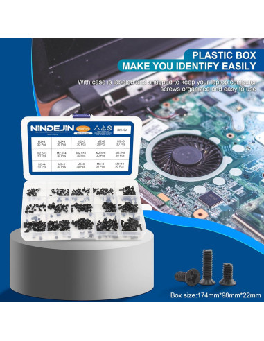 Kit de Tornillos para Laptop NINDEJIN 450PCS M2 M2.5 M3
