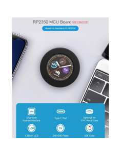 Placa MCU Waveshare RP2350 con LCD 1.28" IPS y estuche 2