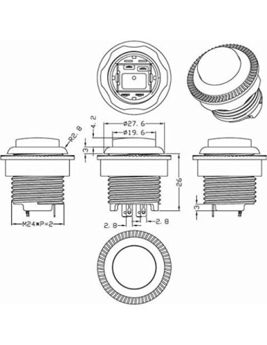 Botón Presión Iluminado LED 24mm EG Starts para Juegos