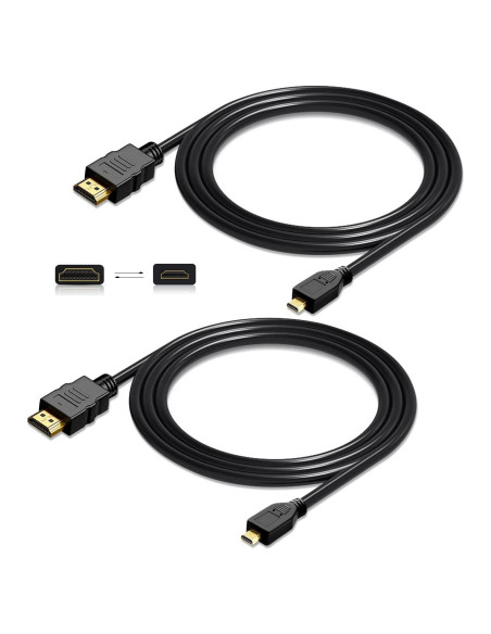 Adaptador Micro HDMI a HDMI QINGLER 1.83m 2 Paquetes
