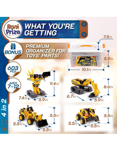 Juguete de Construcción RANI PRIZE 4-en-1 603 Piezas