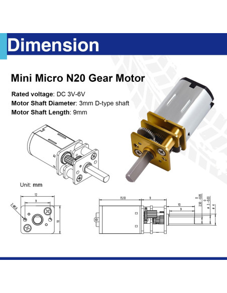 3 Pcs Motor de Reducción N20 DC 3V-6V Usdrwam para RC