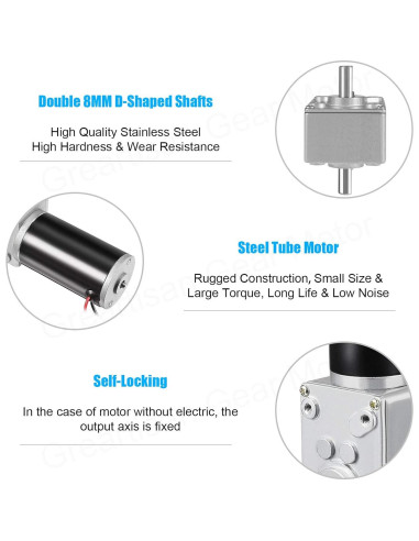 Motor de Engranaje Eléctrico Greartisan 12V 5RPM 15Kg.cm