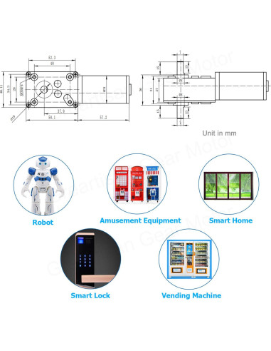 Motor de Engranaje Eléctrico Greartisan 12V 5RPM 15Kg.cm