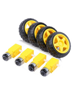 4 Motores con Engranaje DC 3V-12V Gebildet + 4 Ruedas Plásticas