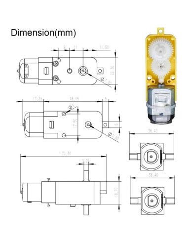 4 Motores con Engranaje DC 3V-12V Gebildet + 4 Ruedas Plásticas