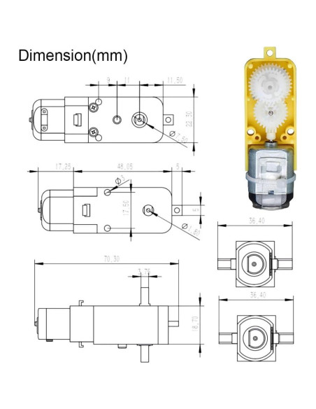 4 Motores con Engranaje DC 3V-12V Gebildet + 4 Ruedas Plásticas