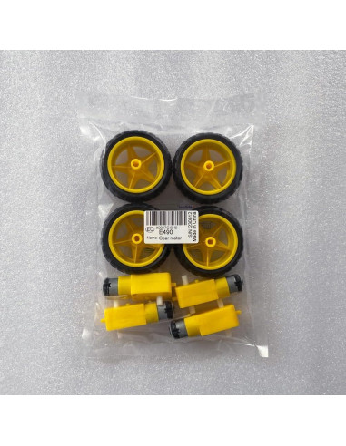 4 Motores con Engranaje DC 3V-12V Gebildet + 4 Ruedas Plásticas