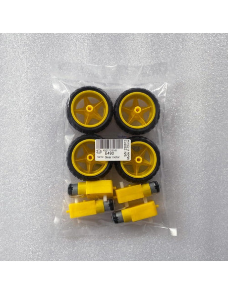 4 Motores con Engranaje DC 3V-12V Gebildet + 4 Ruedas Plásticas