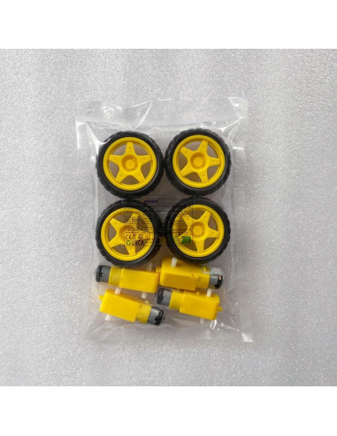 4 Motores con Engranaje DC 3V-12V Gebildet + 4 Ruedas Plásticas