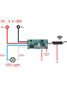 Control Remoto Inalámbrico QOFOWIN 5V-30V 3A RF 2