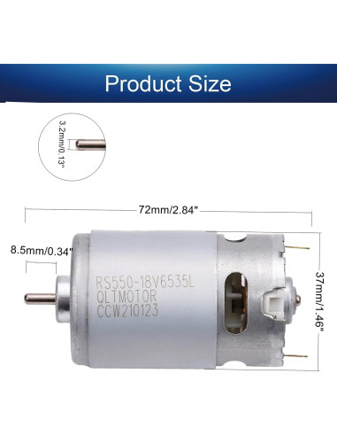 Motor Eléctrico Fielect 18V CC 20500RPM Eje Redondo