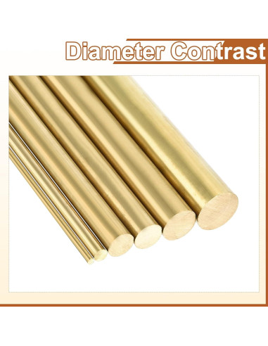 Barra Redonda de Latón Sólido uxcell 12mm x 254mm
