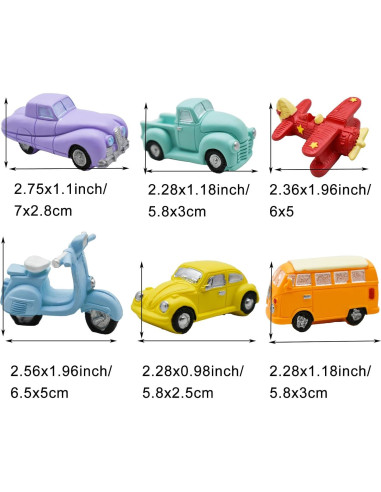 Juego de 6 Figuras Miniatura Vehículos Pinenjoy 3-5 cm