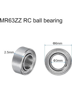 Rodamientos de Bolas MR63ZZ uxcell Doble Sellados 3x6x2.5mm 2