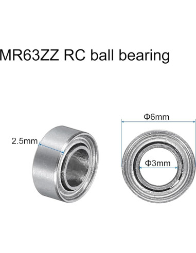 Rodamientos de Bolas MR63ZZ uxcell Doble Sellados 3x6x2.5mm