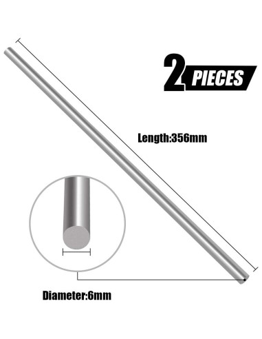 Varillas de Acero Inoxidable Swpeet 6mm x 356mm - 2 Pcs