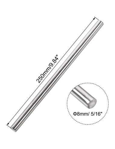 Varilla Redonda Sólida Acero Inoxidable 304 Uxcell 8mm x 250mm - 5pcs