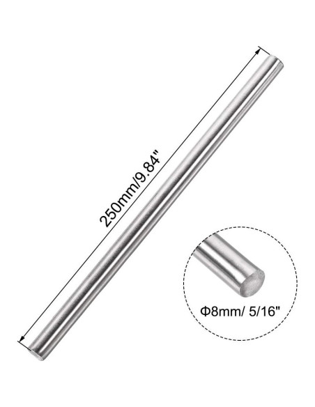 Varilla Redonda Sólida Acero Inoxidable 304 Uxcell 8mm x 250mm - 5pcs